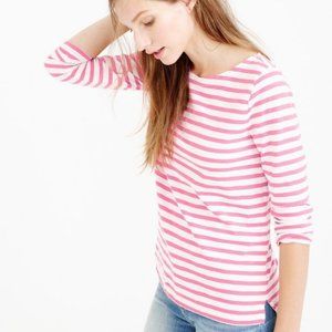 J.Crew Striped Boatneck Top in Pink